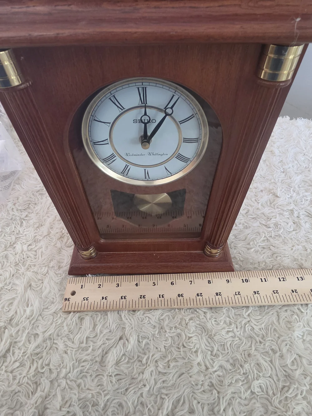 Seiko Brass Pendulum Mantel Clock in Warm Brown